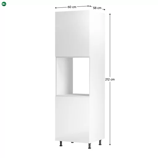 Élelmiszer szekrény, fehér/fehér extra magasfényű, bal, AURORA D60P