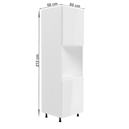 Élelmiszer szekrény, fehér/fehér extra magasfényű, bal, AURORA D60P
