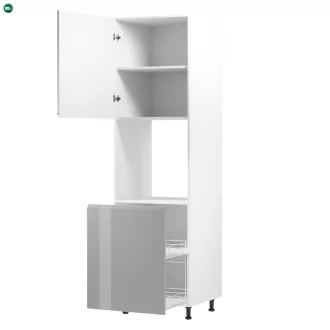   Élelmiszer szekrény, fehér/szürke extra magasfényű, bal, AURORA D60P