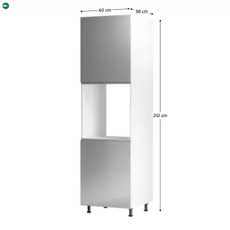   Élelmiszer szekrény, fehér/szürke extra magasfényű, bal, AURORA D60P