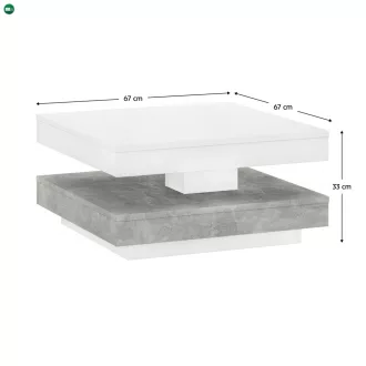 Dohányzóasztal, fehér/ beton, MANDY