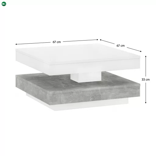 Dohányzóasztal, fehér/ beton, MANDY