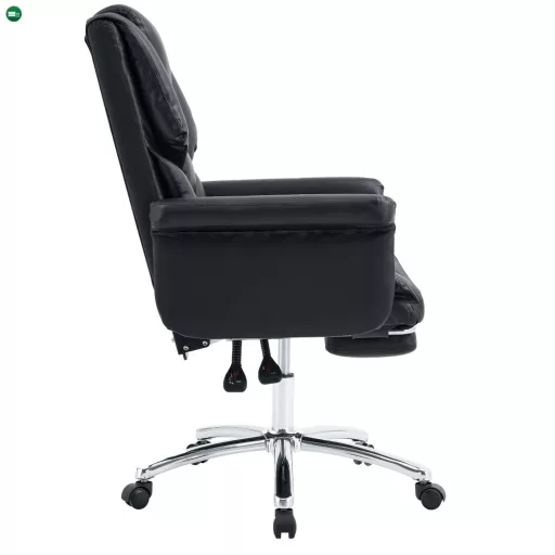 Irodai szék lábtartóval, fekete ekobőr, RODIK