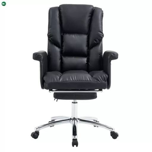 Irodai szék lábtartóval, fekete ekobőr, RODIK