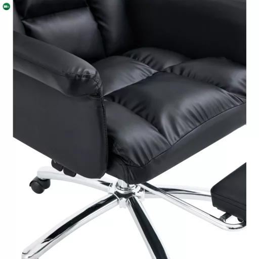 Irodai szék lábtartóval, fekete ekobőr, RODIK
