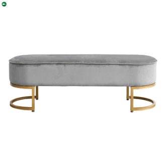   Dizájnos pad, szürke Velvet szövet/gold króm-arany, MIRILA NEW