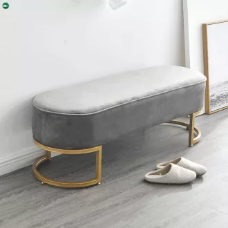   Dizájnos pad, szürke Velvet szövet/gold króm-arany, MIRILA NEW