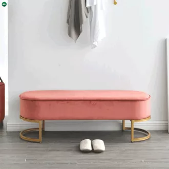   Dizájnos pad, rózsaszín Velvet szövet/gold króm-arany, MIRILA NEW