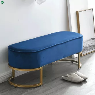   Dizájnos pad, kék Velvet szövet/gold króm-arany, MIRILA NEW