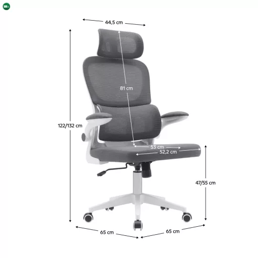 Irodai szék, sötétszürke/fehér, RENARD