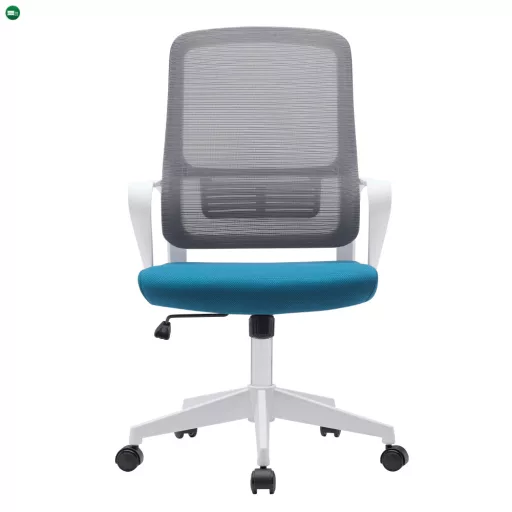 Irodai szék, szürke/petróleumzöld/fehér, SALOMO TYP 1