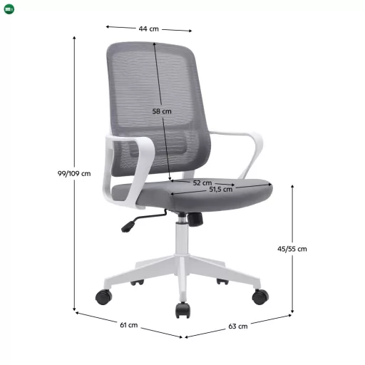Irodai szék, szürke/fehér, SALOMO TYP 1