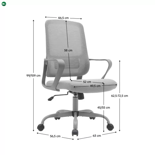 Irodai szék, szürke, SALOMO TYP 2