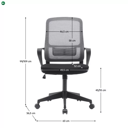 Irodai szék, szürke/fekete, SALOMO TYP 3