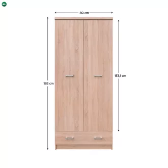 Szekrény 2D1S, sonoma tölgy, TOPTY TYP 30