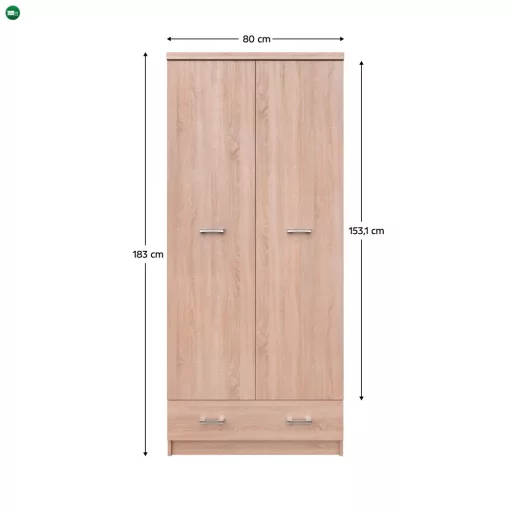 Szekrény 2D1S, sonoma tölgy, TOPTY TYP 30