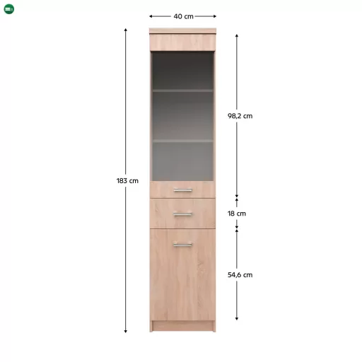 Vitrin 1D1W1S, sonoma tölgy, univerzális,TOPTY TYP 32