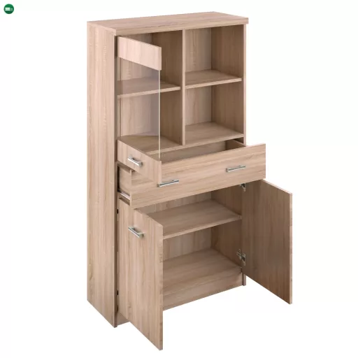 Vitrin 2D1W1S/80, sonoma tölgy, TOPTY TYP 34