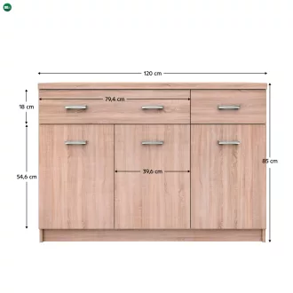 Komód 3D2S, sonoma tölgy, TOPTY TYP 23