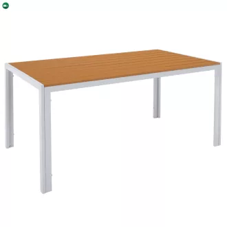 Kerti asztal, fehér acél/tölgy, BONTO
