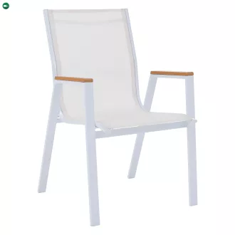 Kerti rakásolható szék, fehér acél/tölgy, BONTO