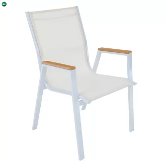 Kerti rakásolható szék, fehér acél/tölgy, BONTO