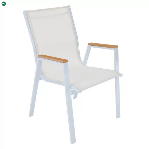 Kerti rakásolható szék, fehér acél/tölgy, BONTO