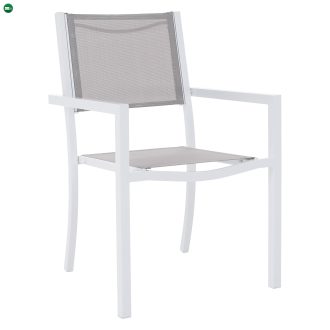   Kerti rakásolható szék, fehér acél/világosszürke, DORIO
