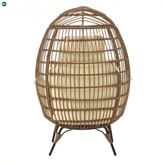 Rattan fotel, természetes/fekete/bézs, KARMEN