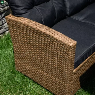 Kerti rattan szett, világosbarna/fekete, MADUL