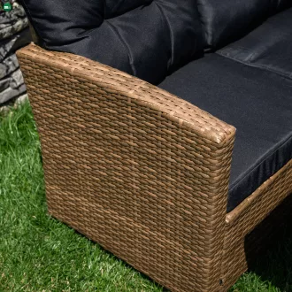 Kerti rattan szett, világosbarna/fekete, MADUL