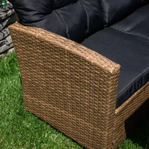 Kerti rattan szett, világosbarna/fekete, MADUL