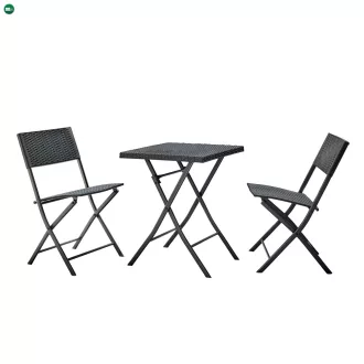 Kerti rattan szett 1+2, fekete, FARUK