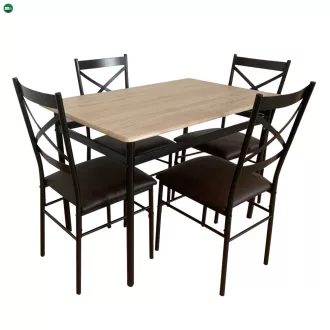 Étkezőgarnitúra 1+4, sonoma tölgy/fekete/barna, NAREN