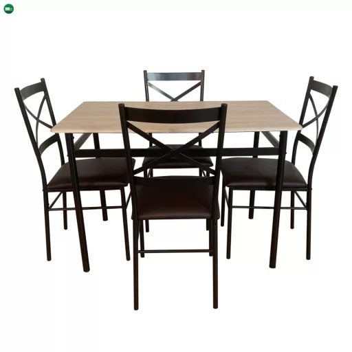 Étkezőgarnitúra 1+4, sonoma tölgy/fekete/barna, NAREN