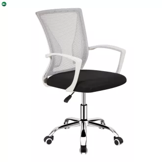 Irodai szék, szürke/fekete/fehér/króm, IZOLDA NEW
