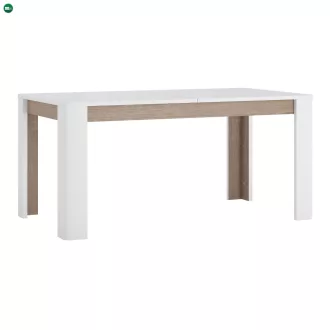   Széthúzható étkezőasztal, fehér extra magasfényű HG/sonoma tölgy sötét trufla, 160-200x90 cm, LYNATET TYP 75