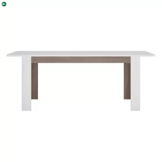   Széthúzható étkezőasztal, fehér extra magasfényű HG/sonoma tölgy sötét trufla, 160-200x90 cm, LYNATET TYP 75