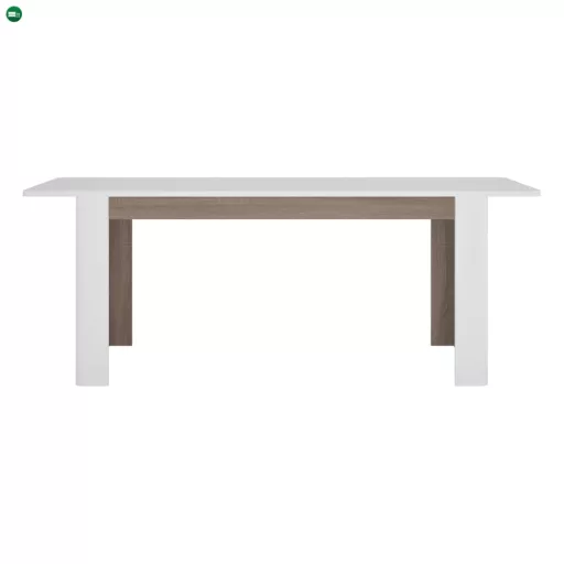 Széthúzható étkezőasztal, fehér extra magasfényű HG/sonoma tölgy sötét trufla, 160-200x90 cm, LYNATET TYP 75