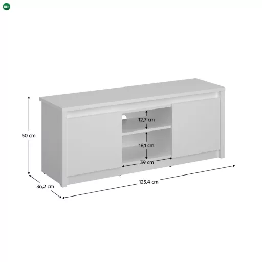TV asztal 2D/125, fehér, ERODIN