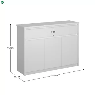 Komód 3D2S, fehér, ERODIN
