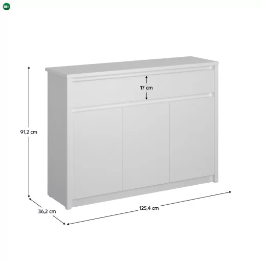 Komód 3D2S, fehér, ERODIN