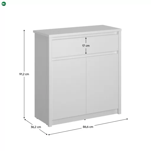 Komód 2D1S, fehér, ERODIN