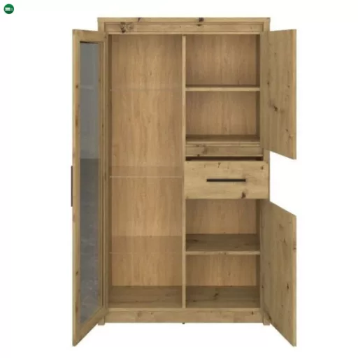 Alacsony vitrin 2D1W1S, artisan tölgy, AIRON