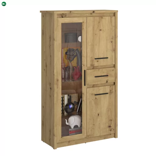 Alacsony vitrin 2D1W1S, artisan tölgy, AIRON