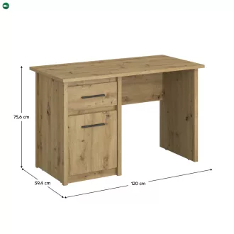 Számítógépasztal 1D1S/120, artisan tölgy, AIRON