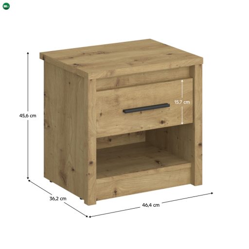 Éjjeliszekrény 1S, artisan tölgy, AIRON