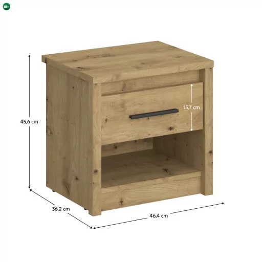 Éjjeliszekrény 1S, artisan tölgy, AIRON