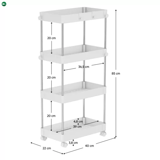 Mozgatható polc, fehér, ALIOL TYP 3