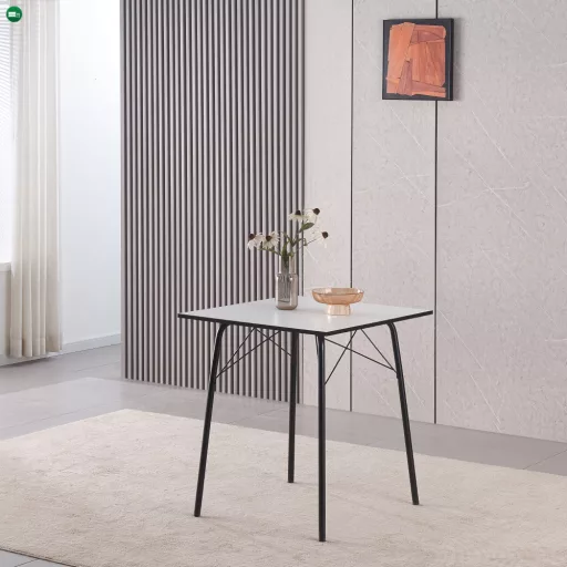 Étkezőasztal, fehér/fekete, 70x70x75 cm, NALAK TYP 1